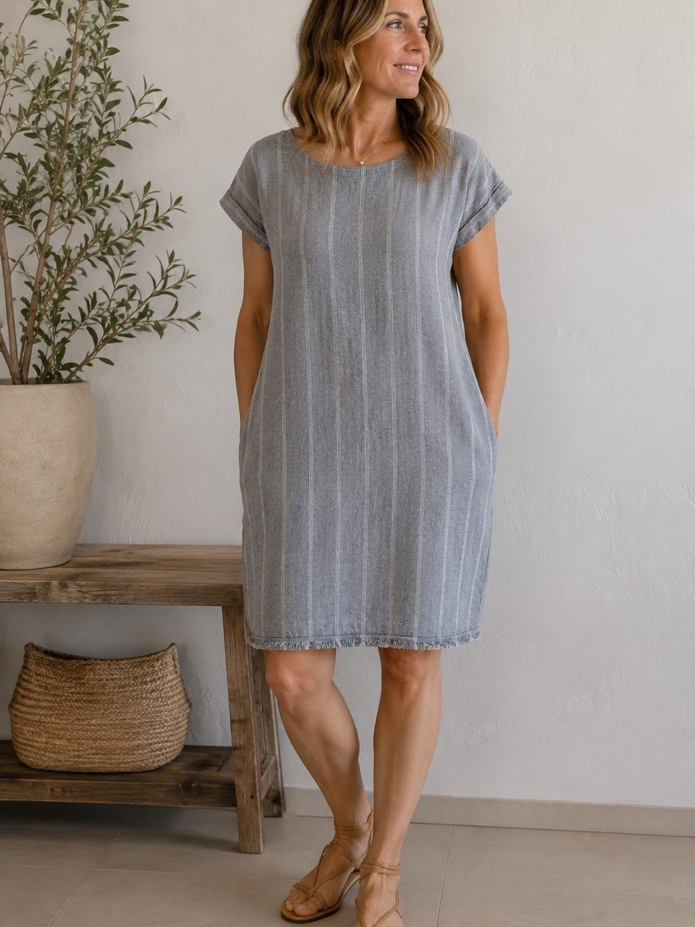 Eileen Fisher Vacation Resort Hemp Organic Cotton Dress XS Minimalist Coastal